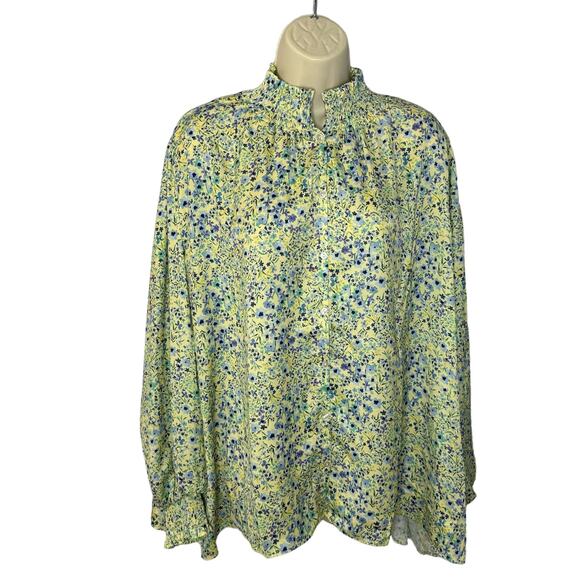 SummerSalt The All Dressed Up Button Up Blouse Floral Smock Collar Cuff 2XL - Picture 2 of 13